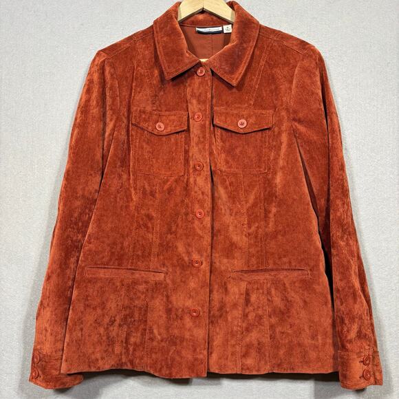 Croft & Barrow Corduroy Jacket Top M Rust Button Up Boho Indie Western Retro - Picture 1 of 6